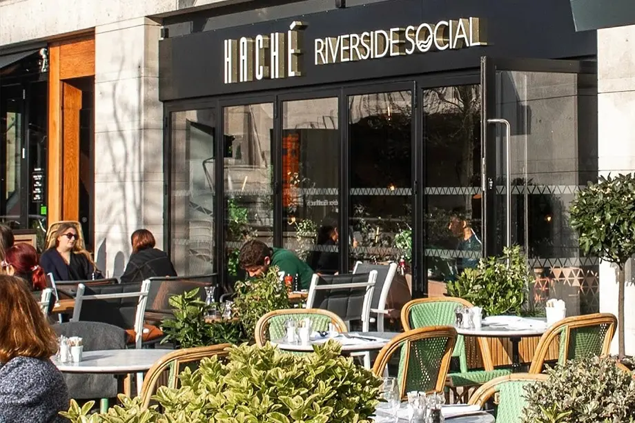 Outdoor seating and frontage of Haché